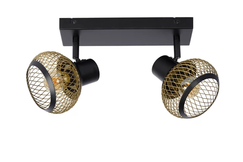 Lucide LUCAS - Ceiling spotlight - 2xE14 - Matt Gold / Brass - turned off